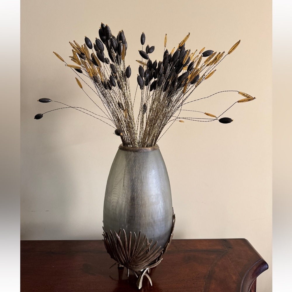 Artificial beaded flower stems for vase